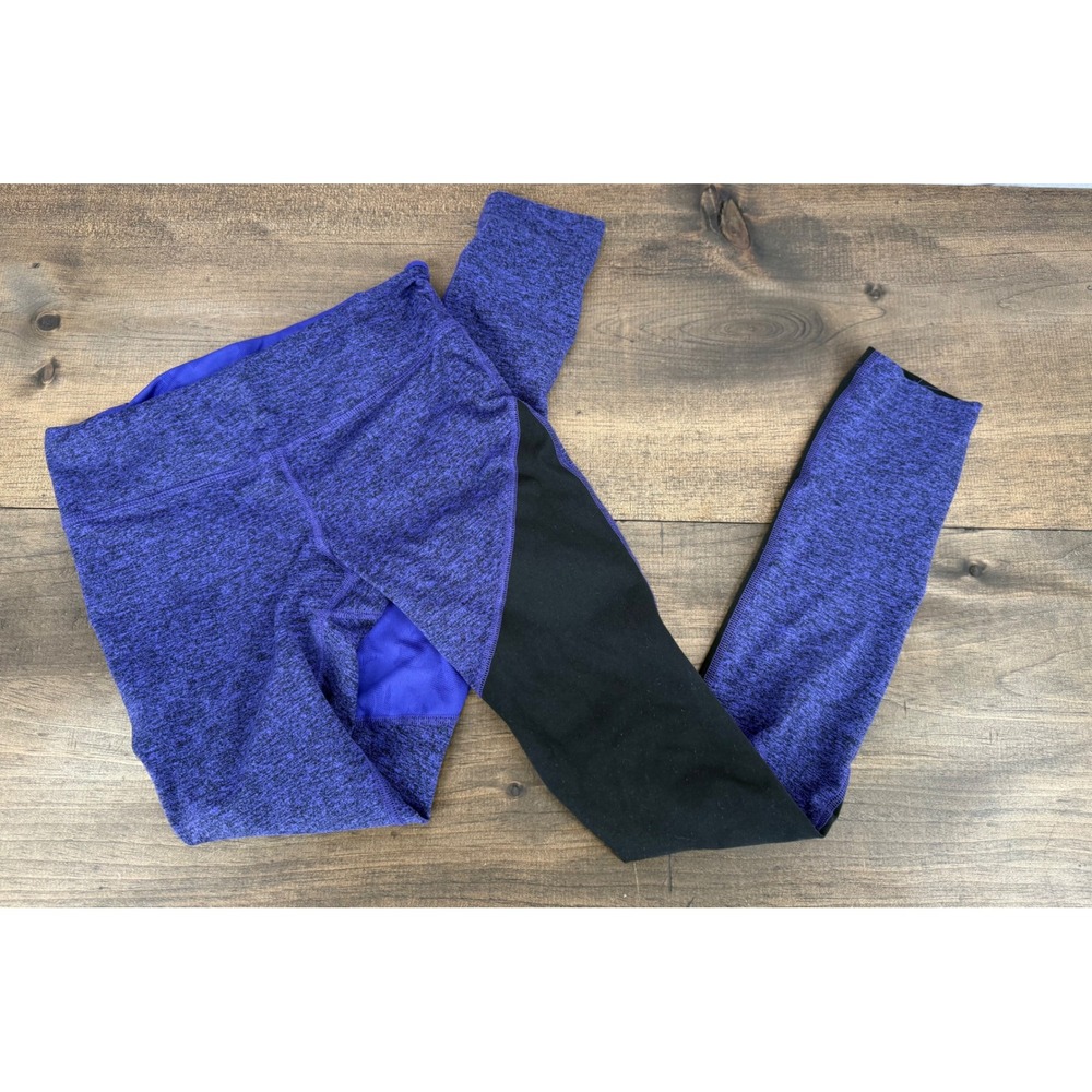 Rabbit Running Space Dye Running Leggings Purple Black Colorblock Size SM USA